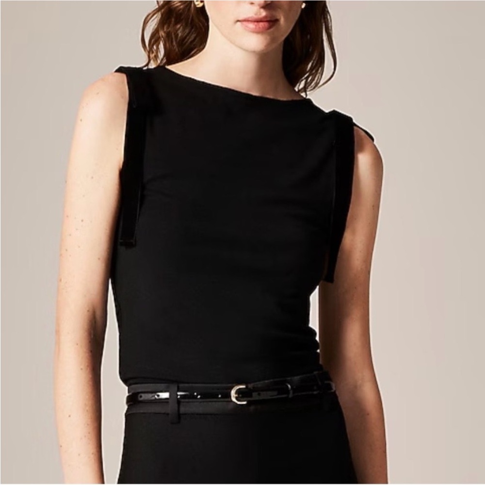 NWT J Crew refined rib tank with velvet bows